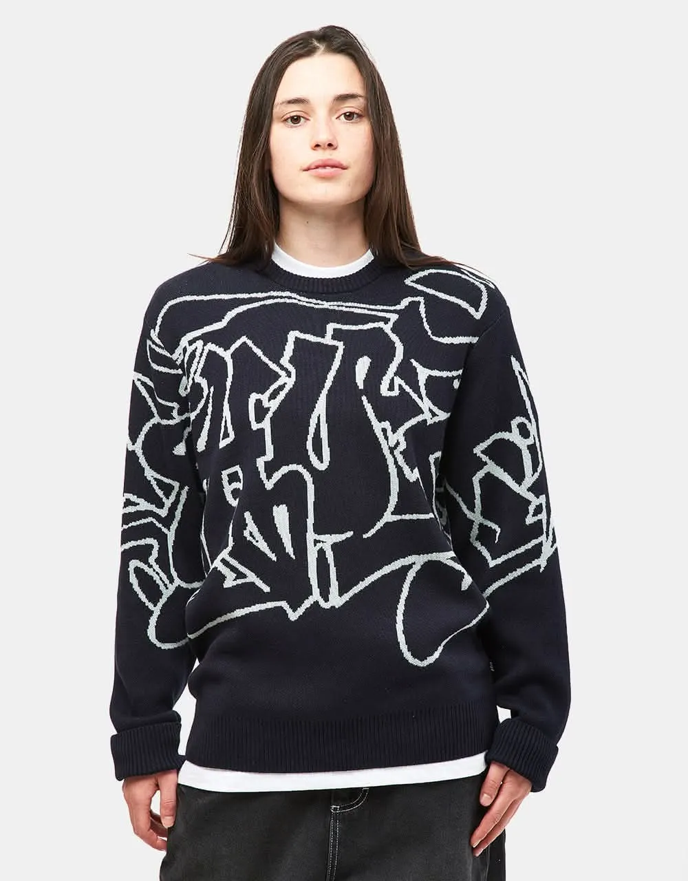 HUF Outlines Crewneck Sweater - Navy