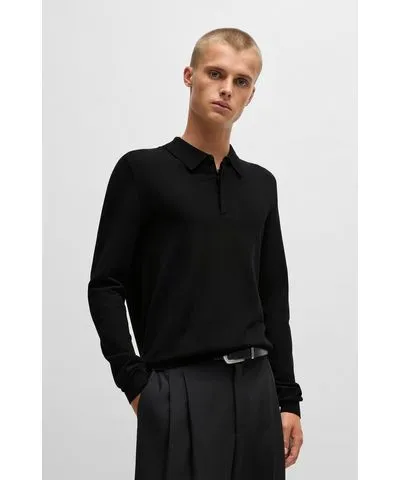 Hugo Knit polo sweater with concealed placket in slim fit