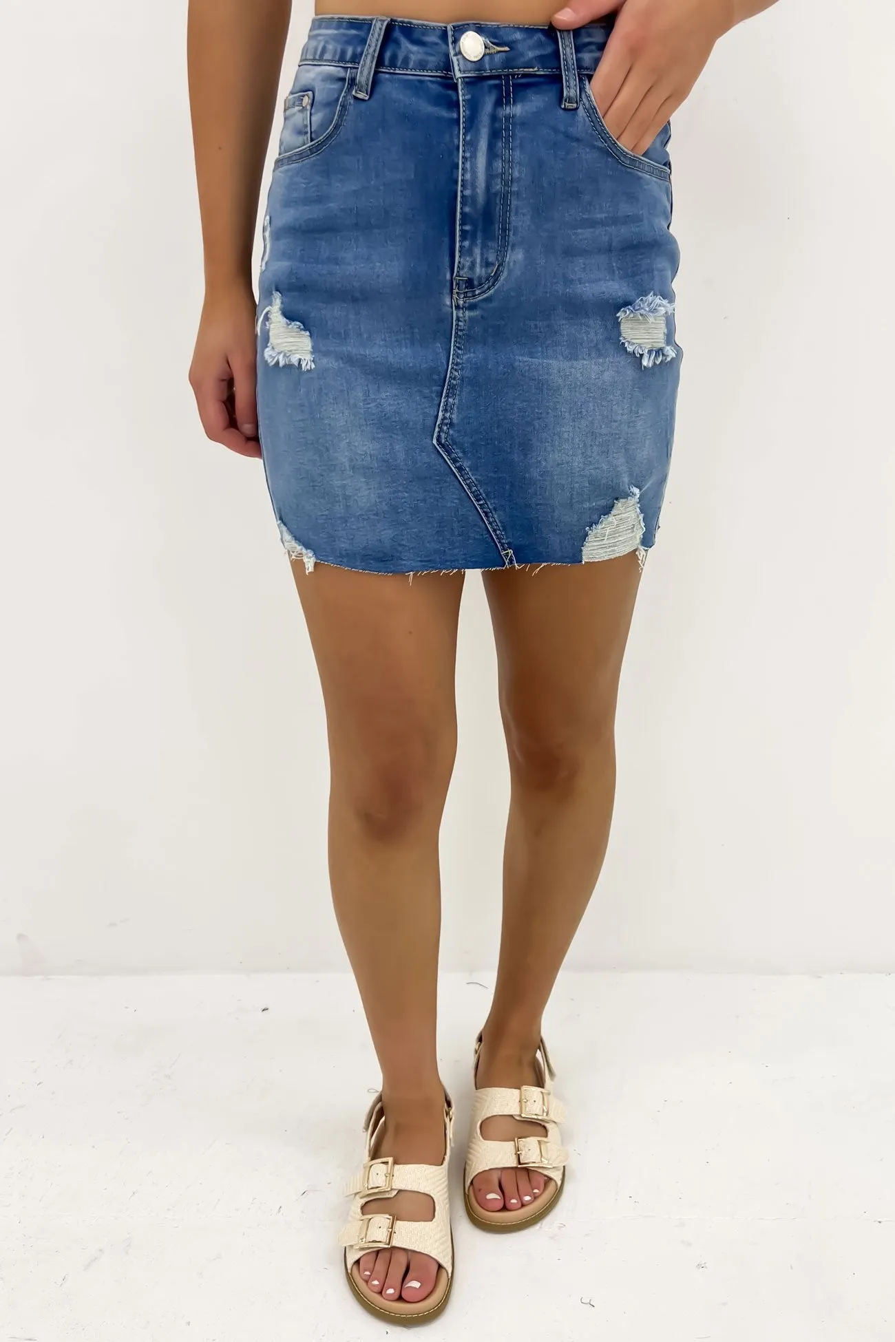 Hunter Denim Mini Skirt Bue