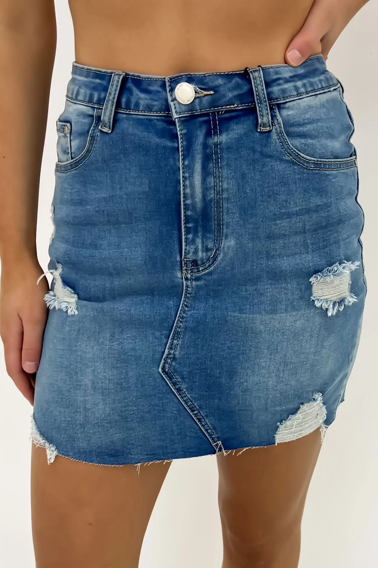 Hunter Denim Mini Skirt Bue