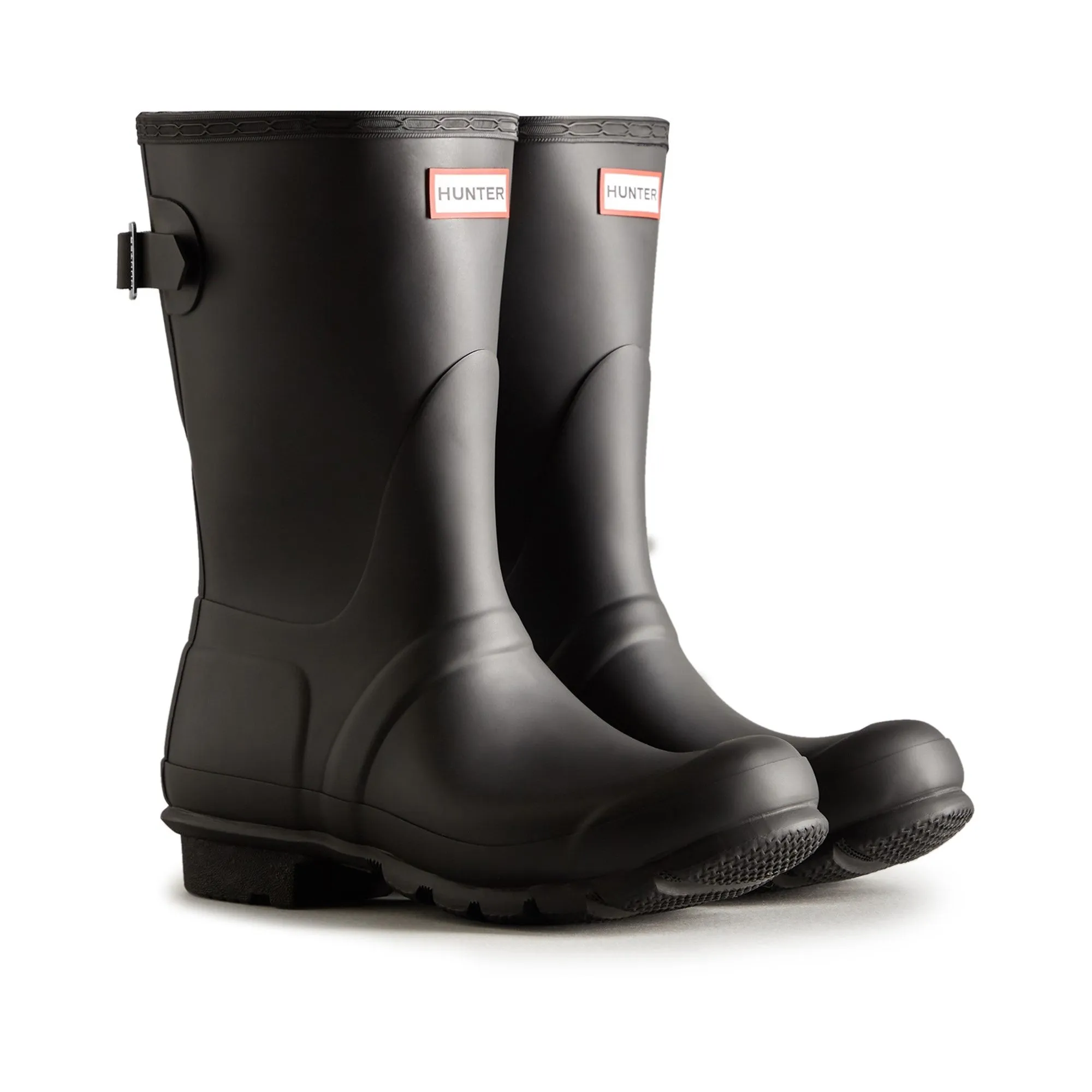 Hunter Short Back Adjustable Womens Wellington Boots - Black