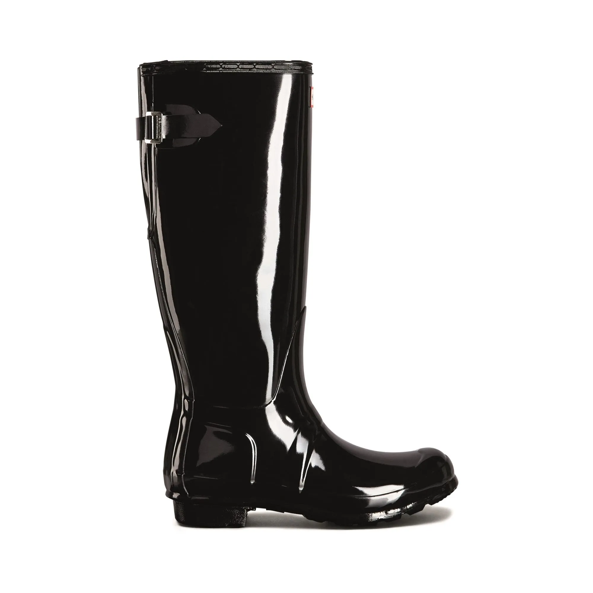 Hunter Tall Back Adjustable Gloss Womens Wellington Boots - Black