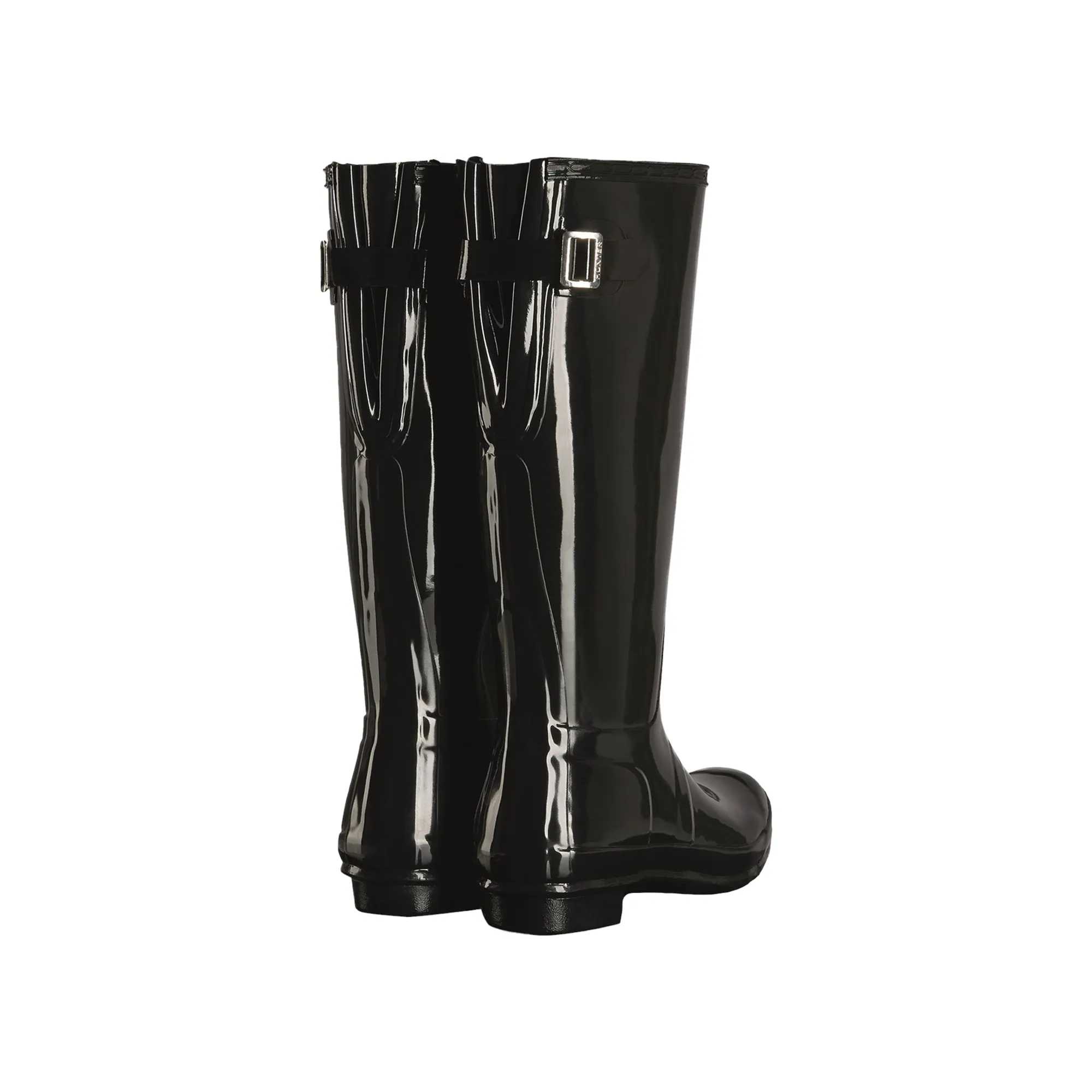 Hunter Tall Back Adjustable Gloss Womens Wellington Boots - Black