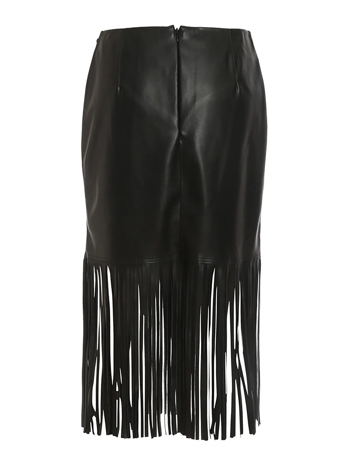 Karl Lagerfeld Faux-Leather Fringed Skirt