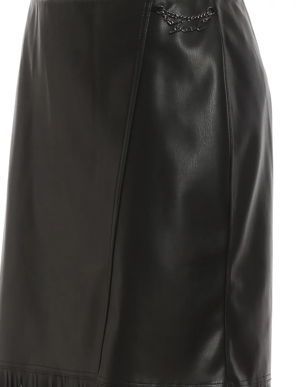 Karl Lagerfeld Faux-Leather Fringed Skirt