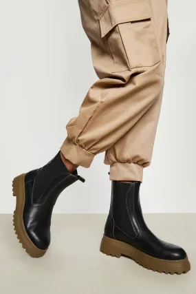 Khaki Contrast Sole Chunky Chelsea Boot