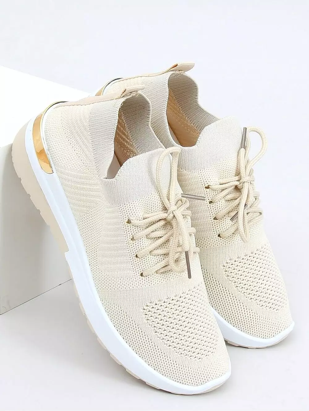 Lace-Up Sport Shoes Beige