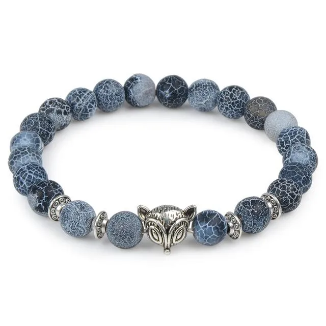 Lava Owl Leopard Lion Animal Head Buddha Beads Natural Stone Bracelet