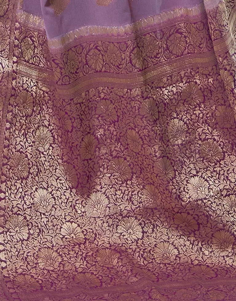 Lavender Georgette Plain Sarees