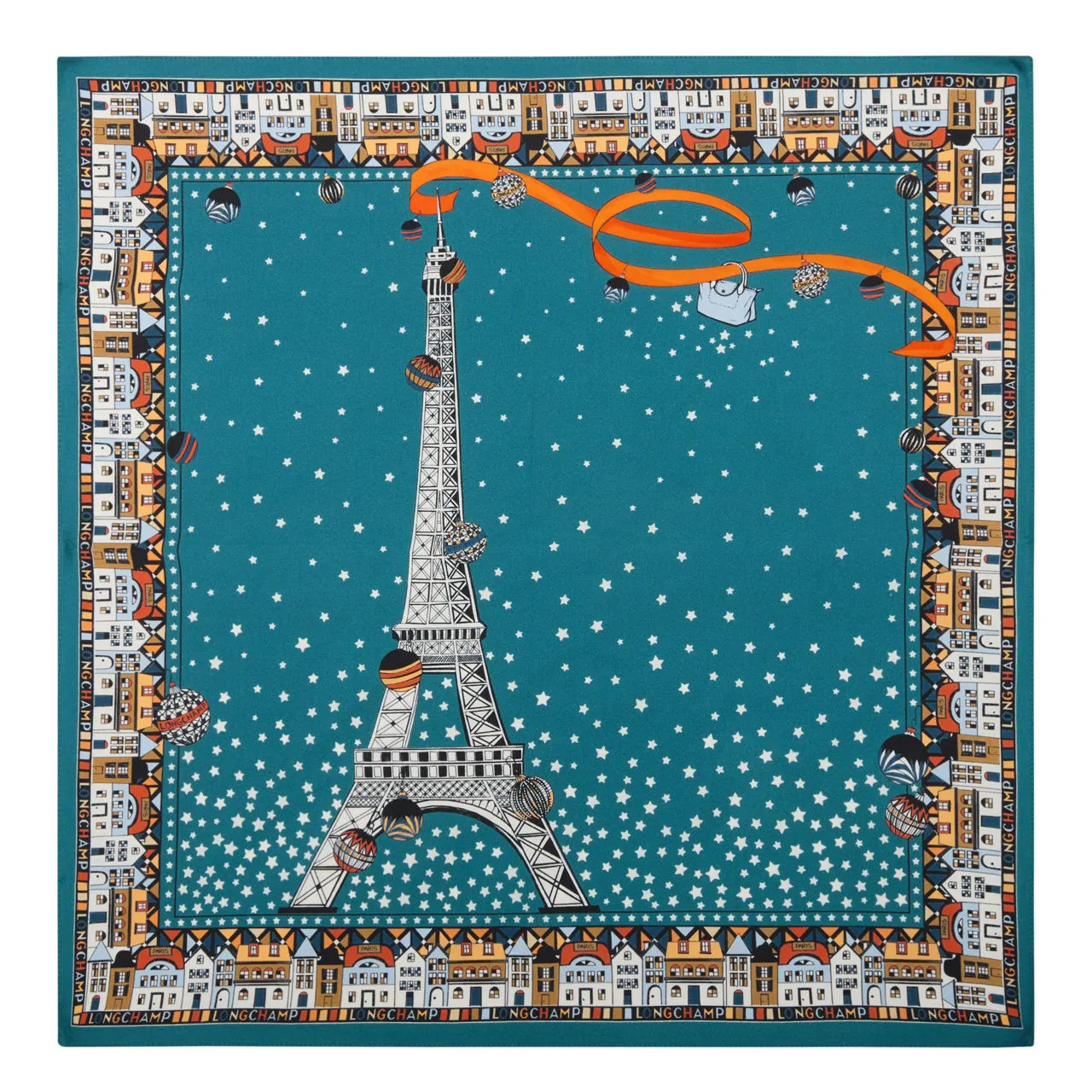 LONGCHAMP Eiffel Tower Silk Scarf - Paon