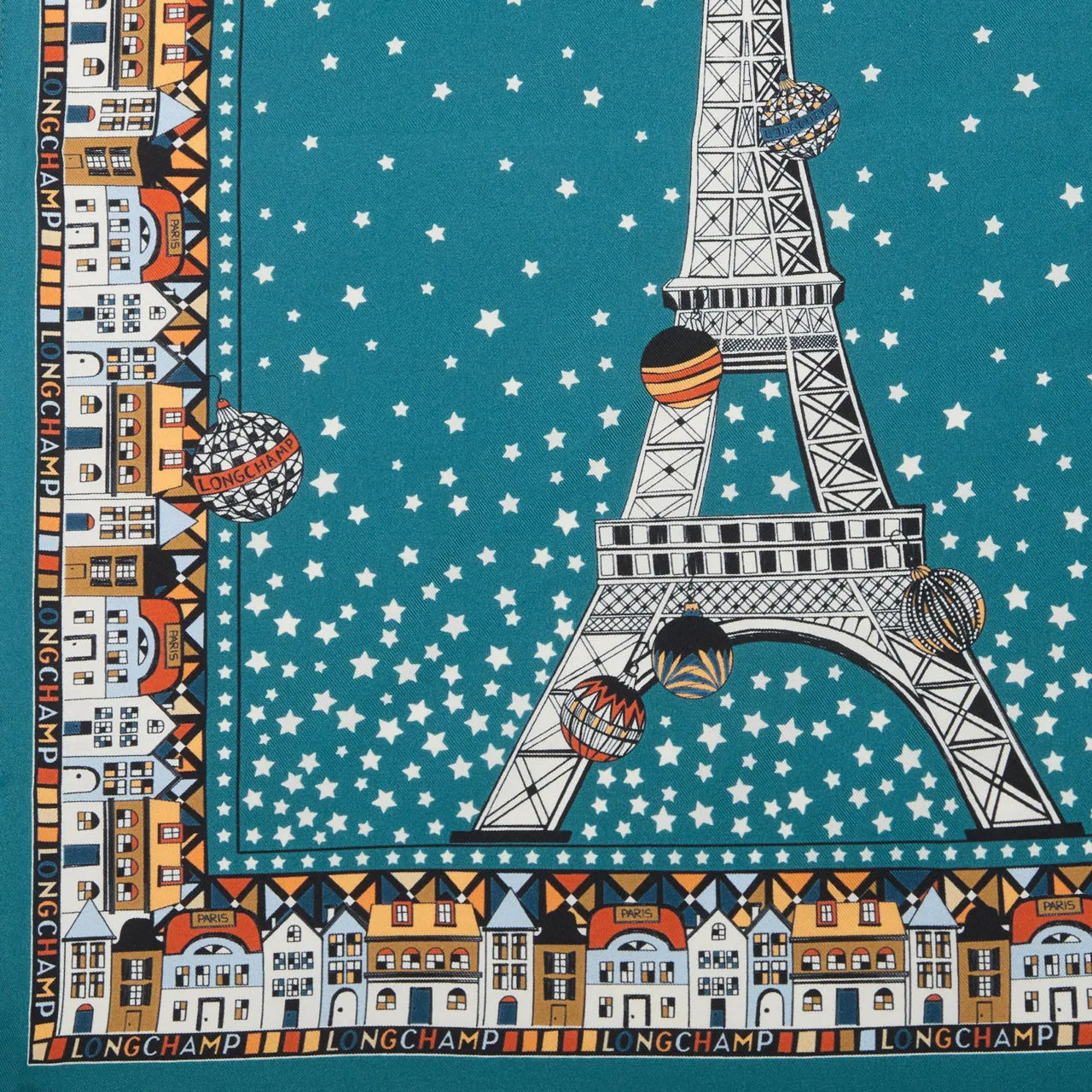 LONGCHAMP Eiffel Tower Silk Scarf - Paon