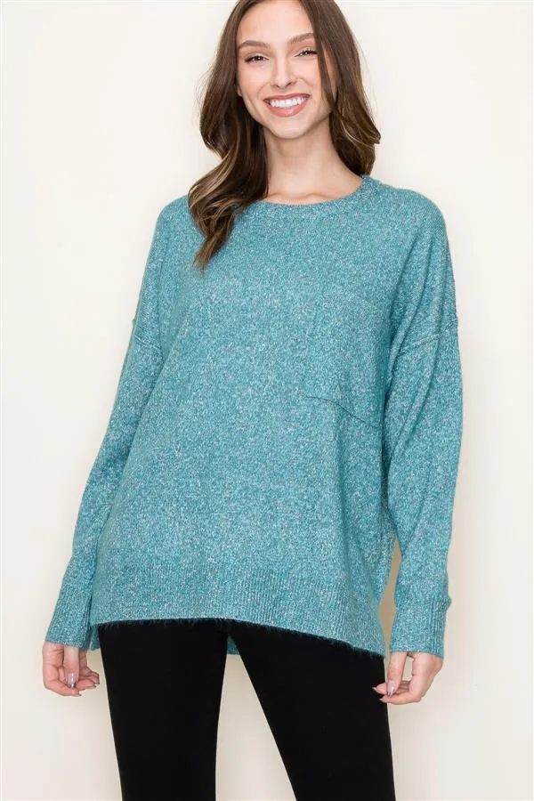 LOOSE FIT SPECKLED KNIT SWEATER