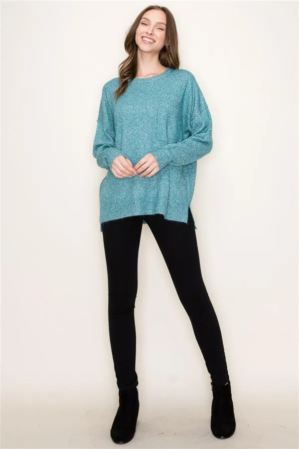 LOOSE FIT SPECKLED KNIT SWEATER