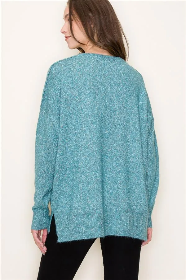 LOOSE FIT SPECKLED KNIT SWEATER