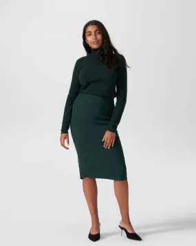 Lynn Luxe Twill Pencil Skirt - Forest Green