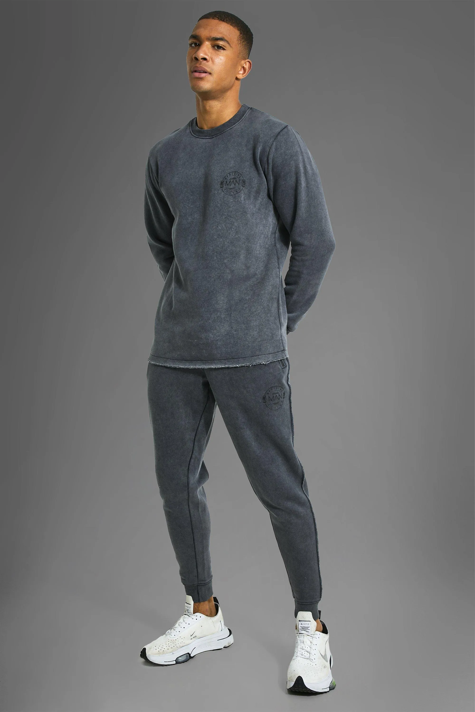 Man Active Gym Raw Edge Sweater Tracksuit