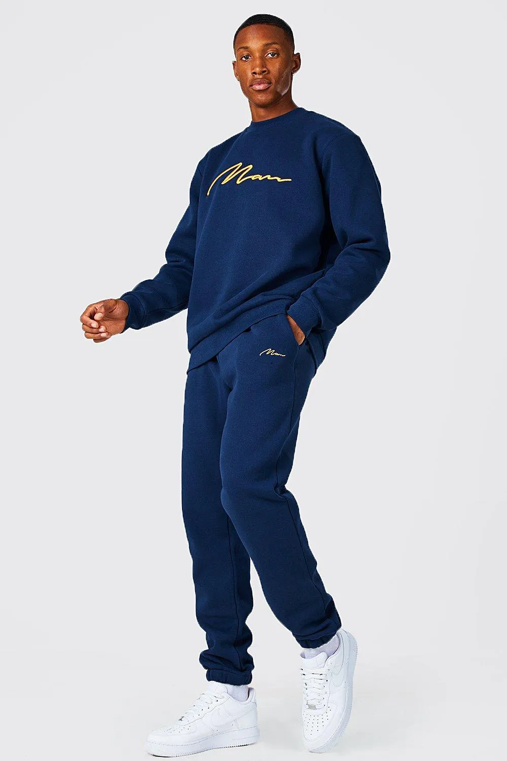 Man Signature 3d Embroidery Sweater Tracksuit