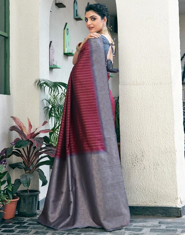 Maroon Silk Woven Sarees