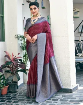 Maroon Silk Woven Sarees