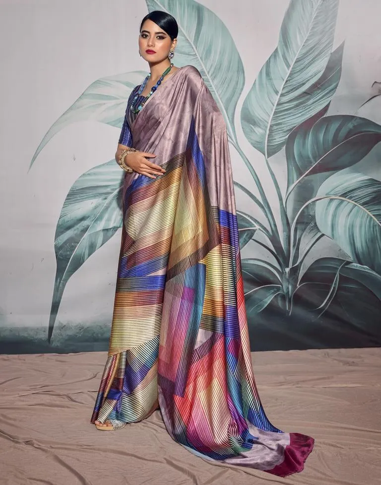 Mauve Silk Printed Sarees