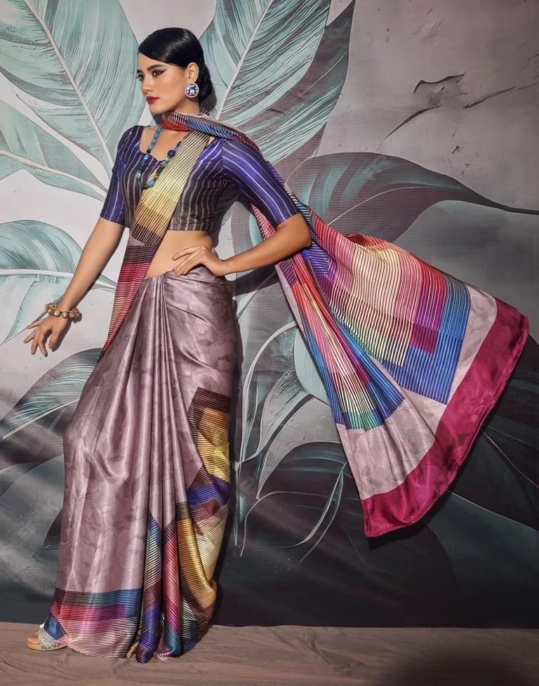 Mauve Silk Printed Sarees