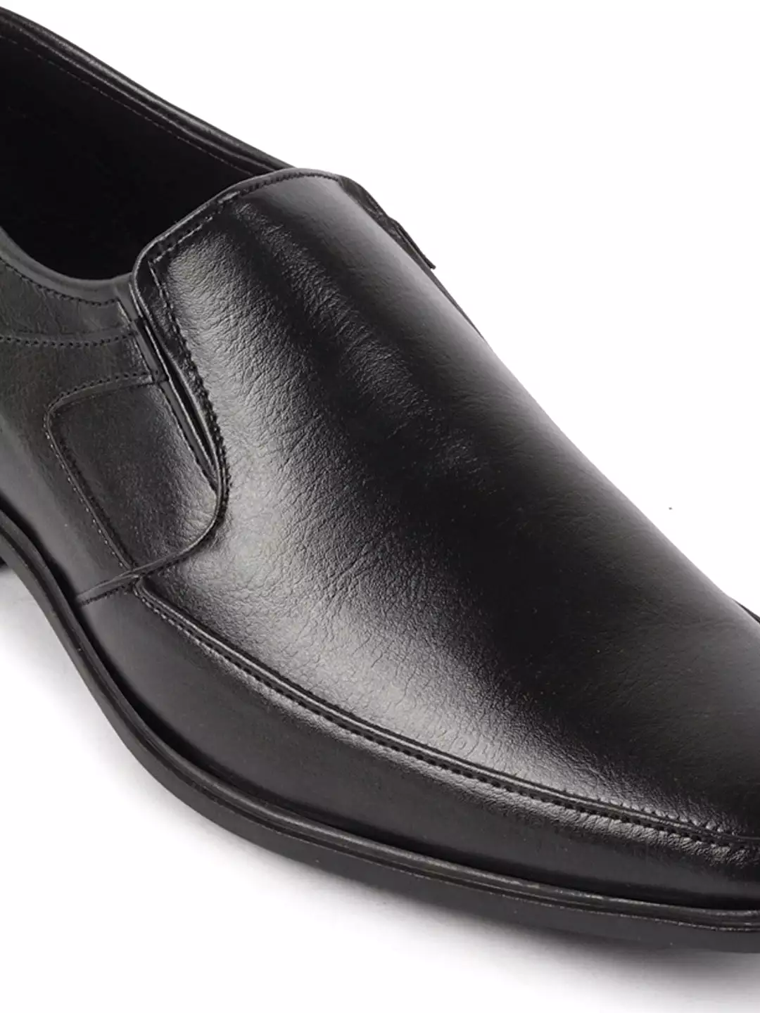 Men Black Genuine Leather Formal Office Slip On Shoes