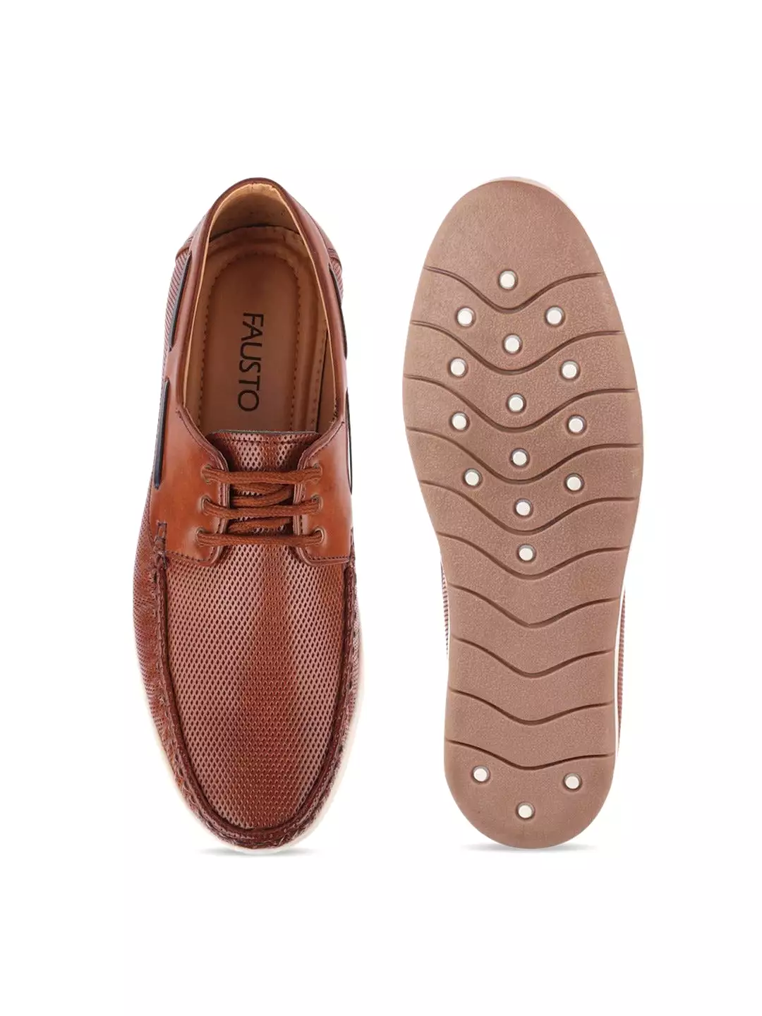 Men Brown Casual Lace-Up Boat Shoes