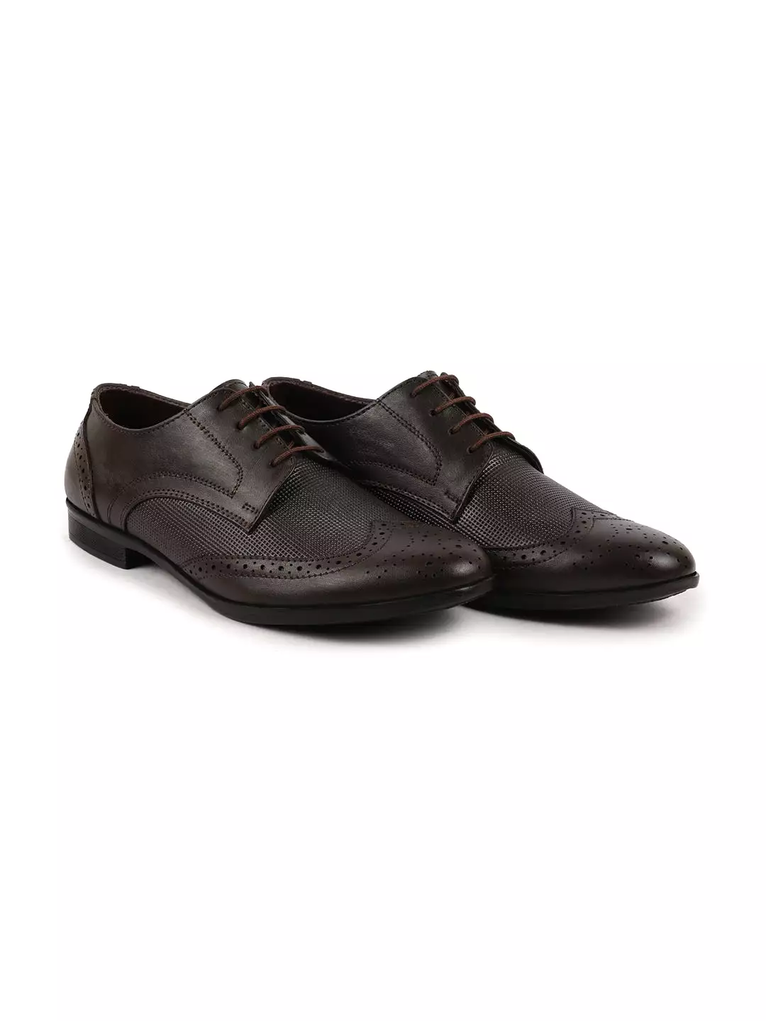 Men Brown Formal Office Party Genuine Leather Lace Up Brogue Shoes