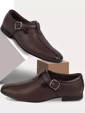 Men Brown Side Open Shoe Style Sandal with Buckle Strap