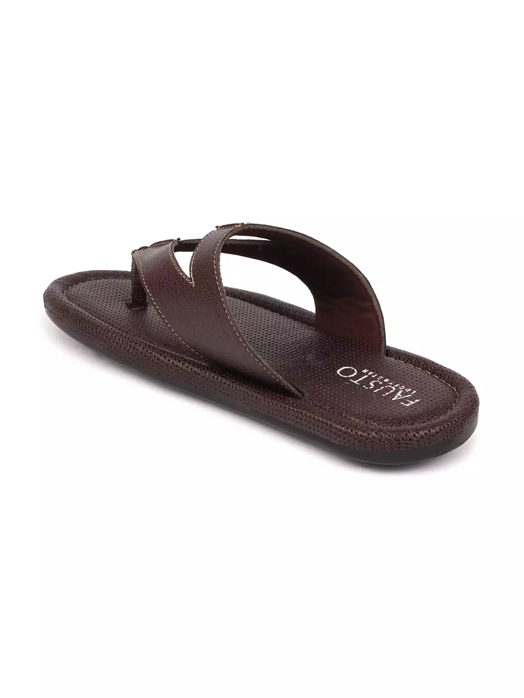 Men Brown Textured Design Outdoor Thong Slipper Sandals