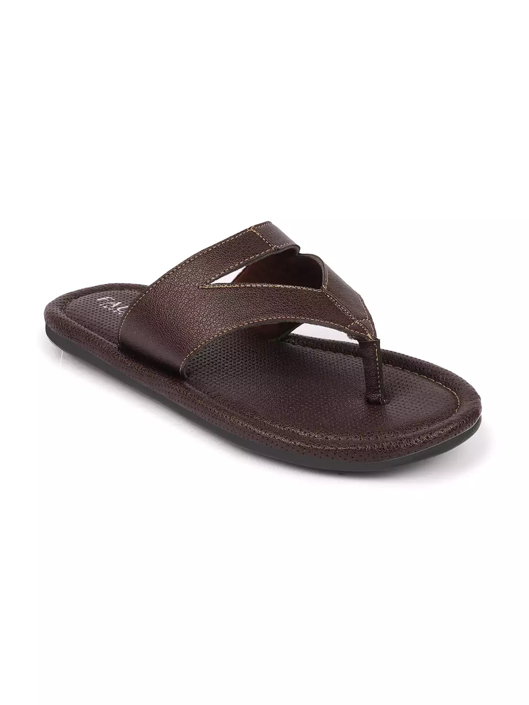 Men Brown Textured Design Outdoor Thong Slipper Sandals