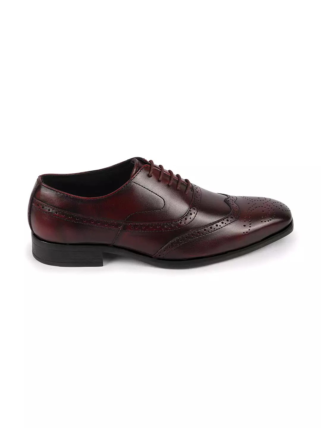 Men Cherry Party Formal Office Genuine Leather Brogue Lace Up Shoes