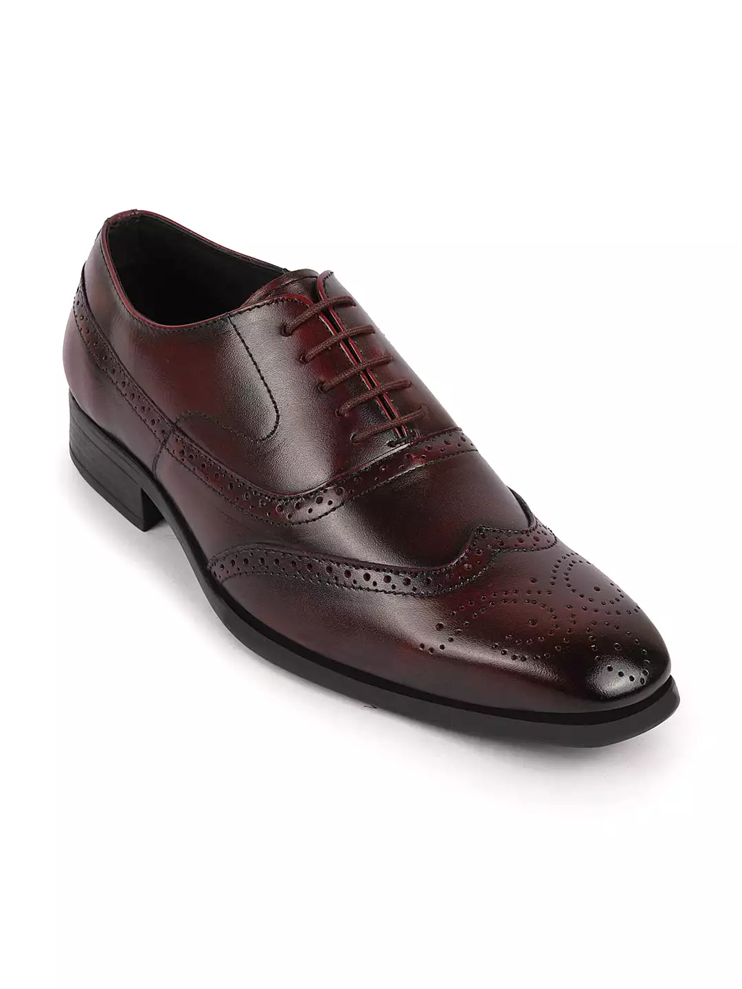 Men Cherry Party Formal Office Genuine Leather Brogue Lace Up Shoes