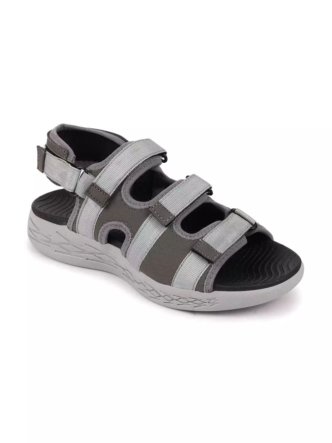 Men Grey Multi Strap Phylon Sole Sandals & Floaters