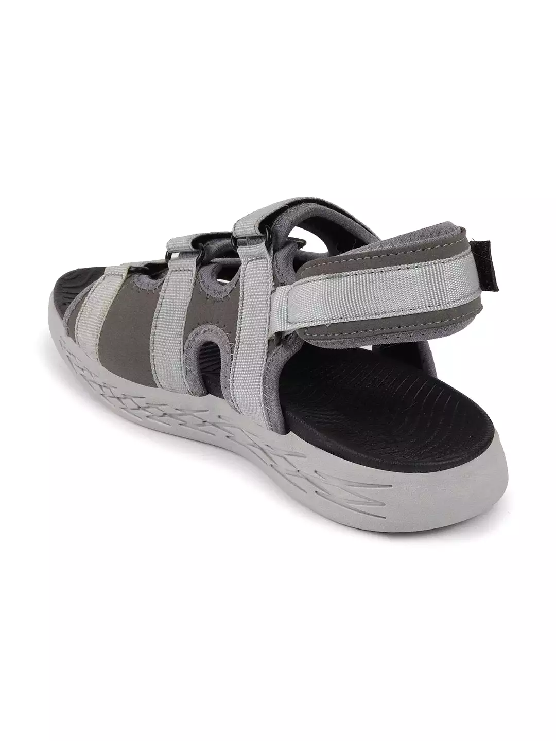 Men Grey Multi Strap Phylon Sole Sandals & Floaters