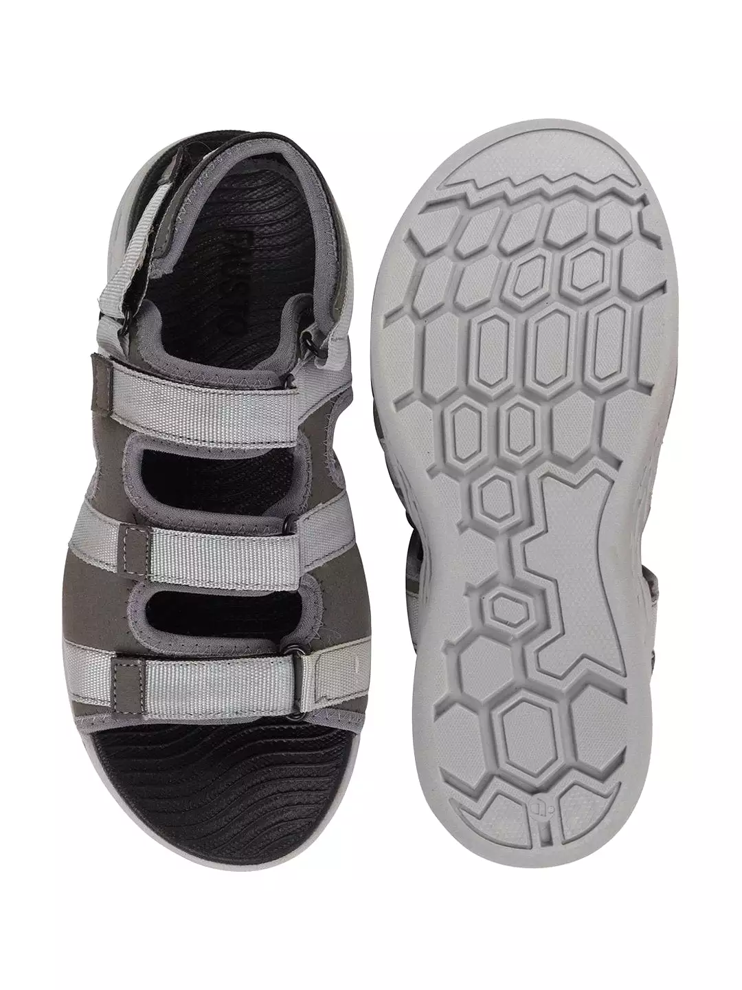 Men Grey Multi Strap Phylon Sole Sandals & Floaters