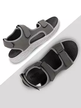 Men Grey Outdoor Sports Adjustable Phylon Sole Flexi Sandals & Floaters