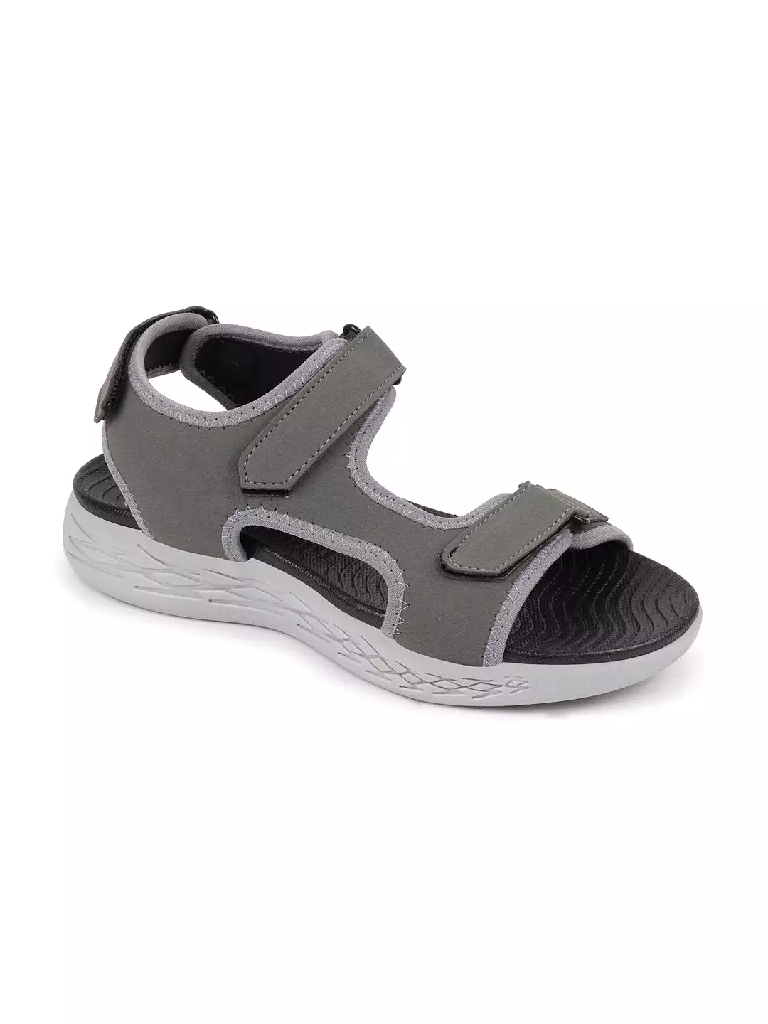 Men Grey Outdoor Sports Adjustable Phylon Sole Flexi Sandals & Floaters