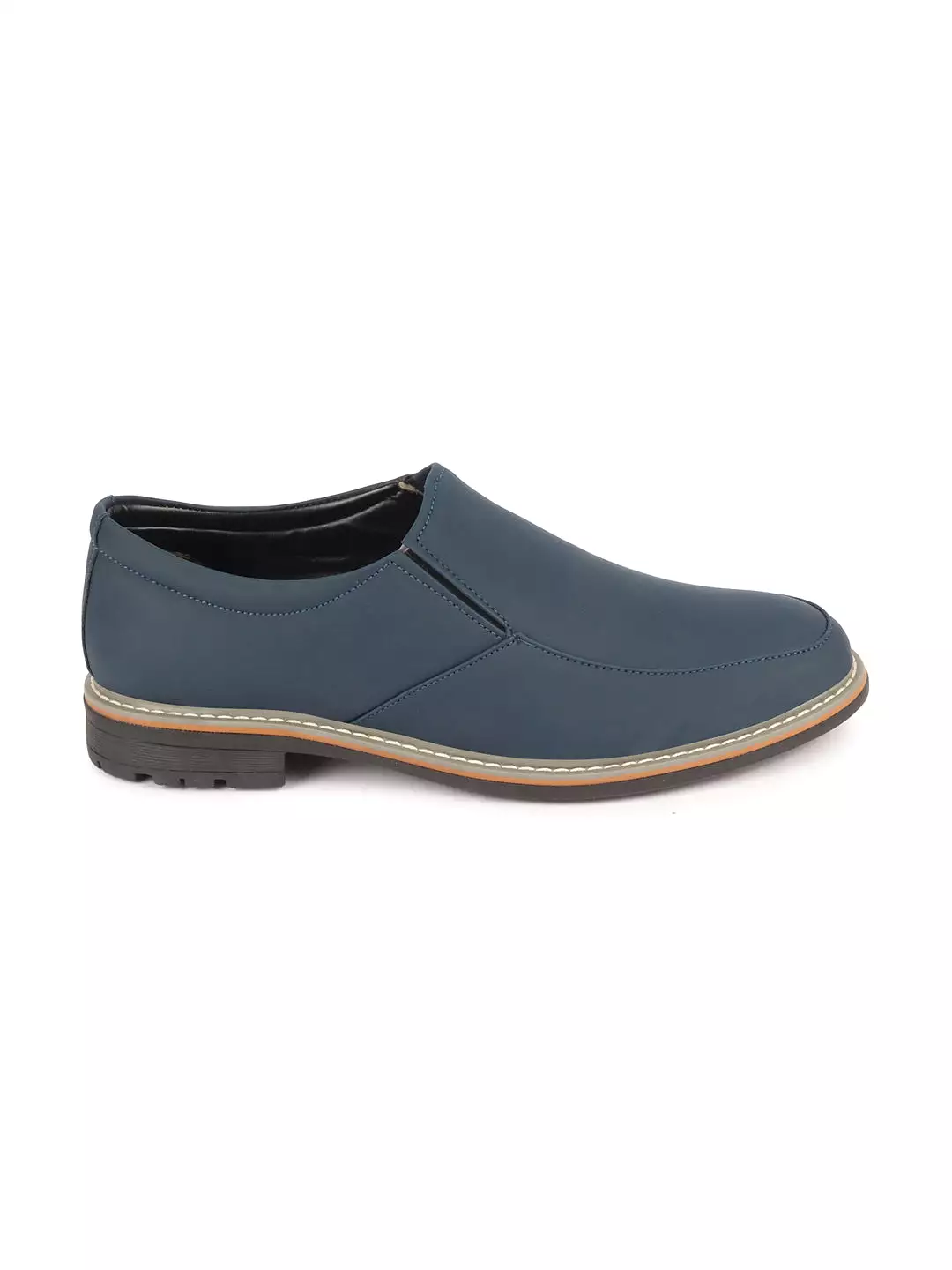 Men Navy Blue Formal Office Comfort Design Broad Feet TPR Welted Sole Slip On Shoes