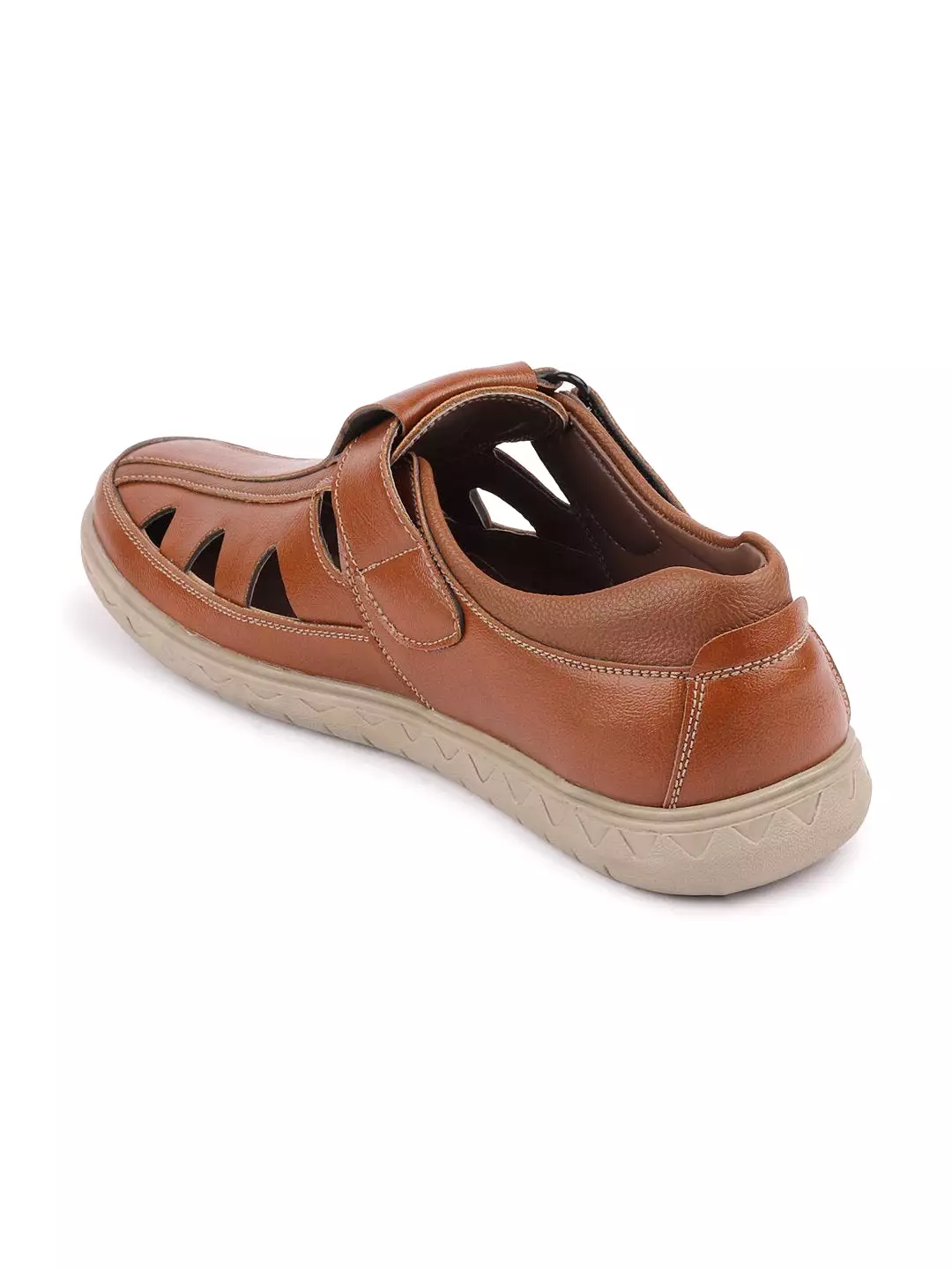 Men Tan Casual Hook & Loop Sandals