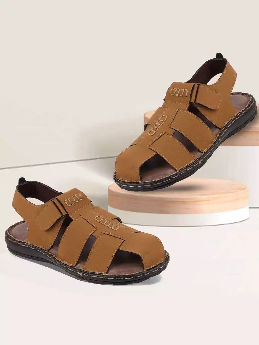 Men Tan Casual Speed Laces Fishermen Sandals