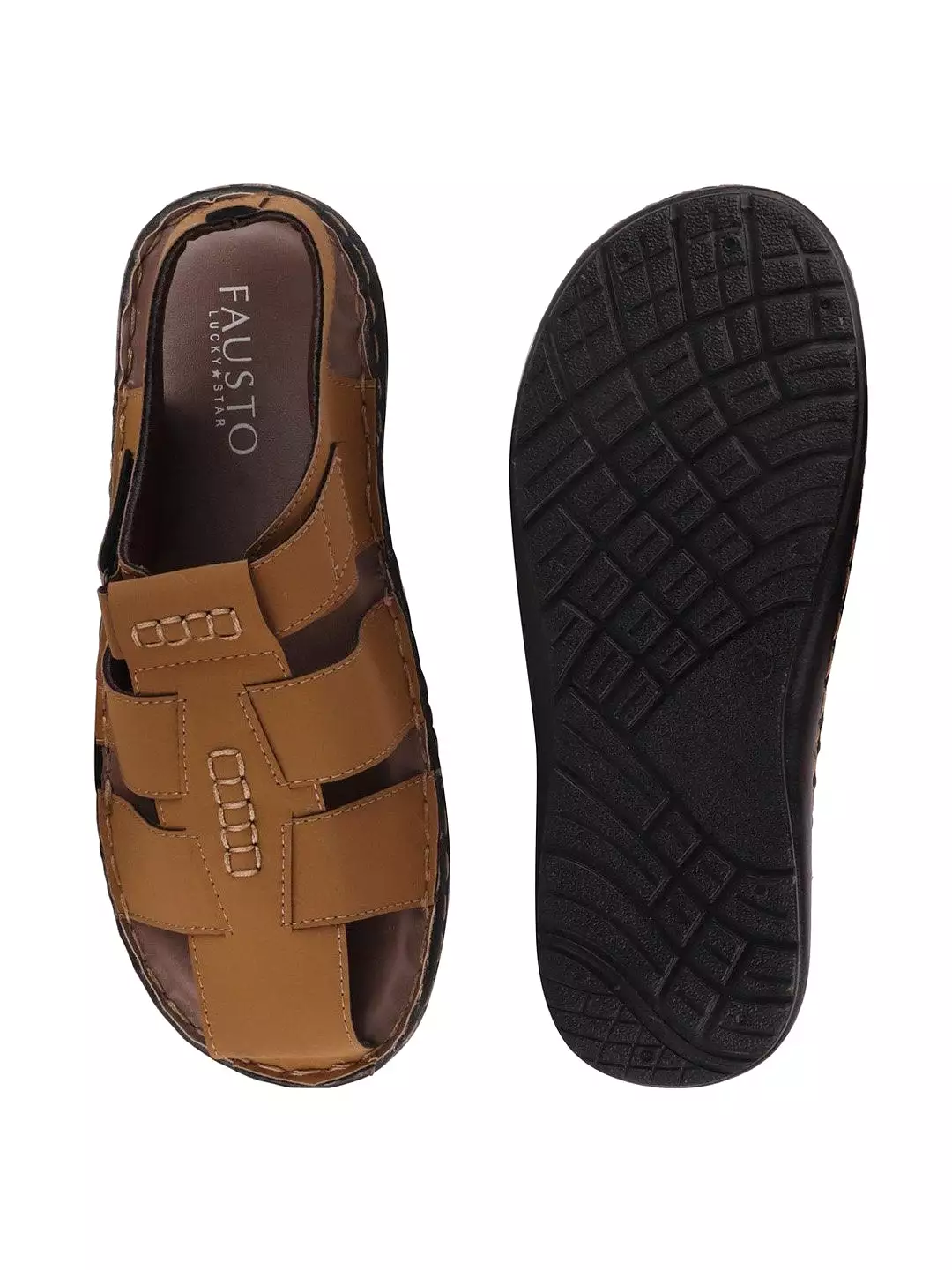 Men Tan Casual Speed Laces Fishermen Sandals