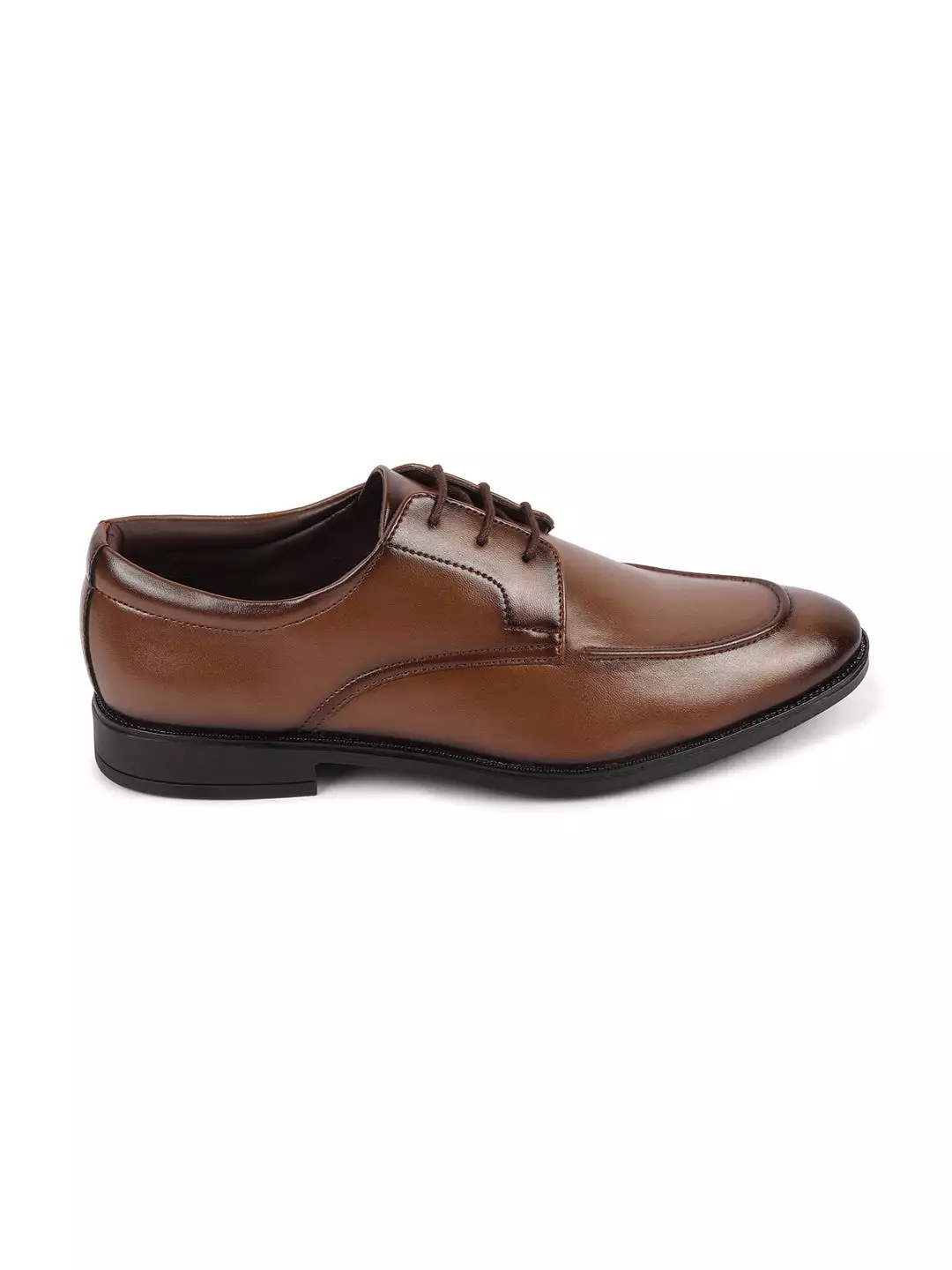 Men Tan Formal Office Comfort Lace-Up Derby Shoes