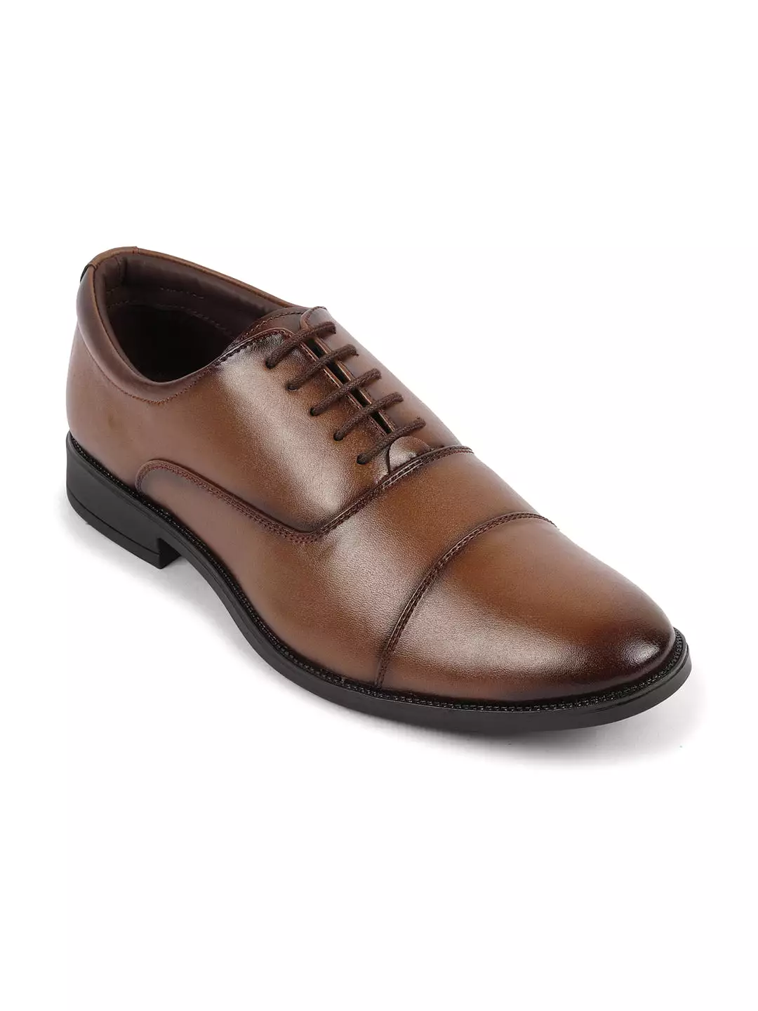 Men Tan Formal Office Work Lace-Up Derby Shoes