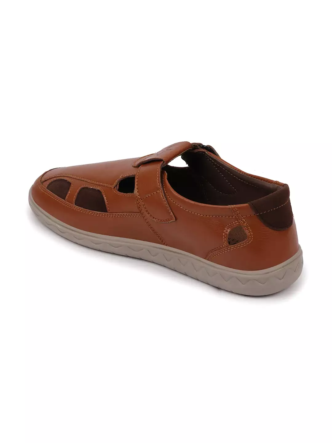 Men Tan Front Open Shoe Style Sandals