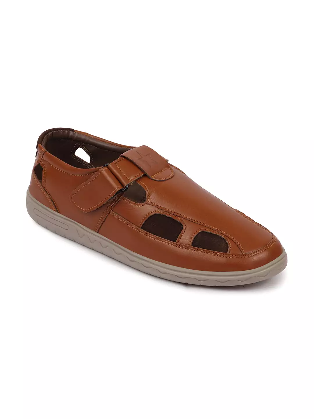 Men Tan Front Open Shoe Style Sandals