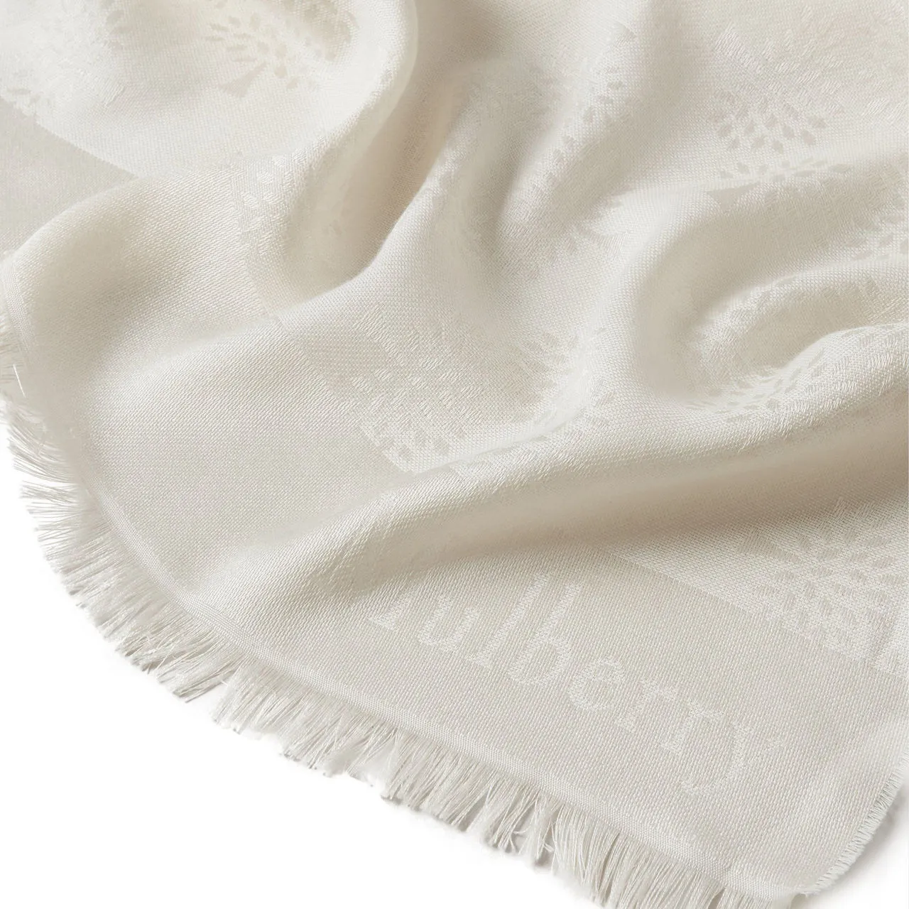 MULBERRY Logo Tree Fringed Scarf - Black