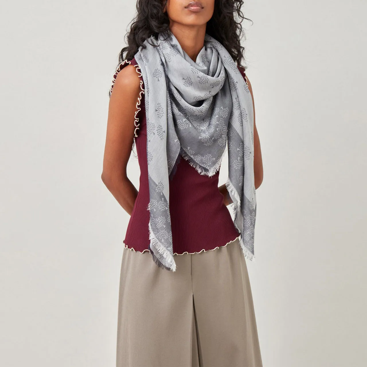 MULBERRY Tamara Square Scarf - Grey