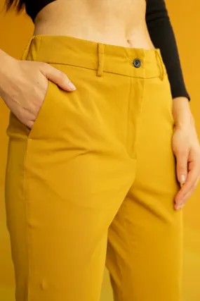 Mustard Cotton Stretch Chinos - Women