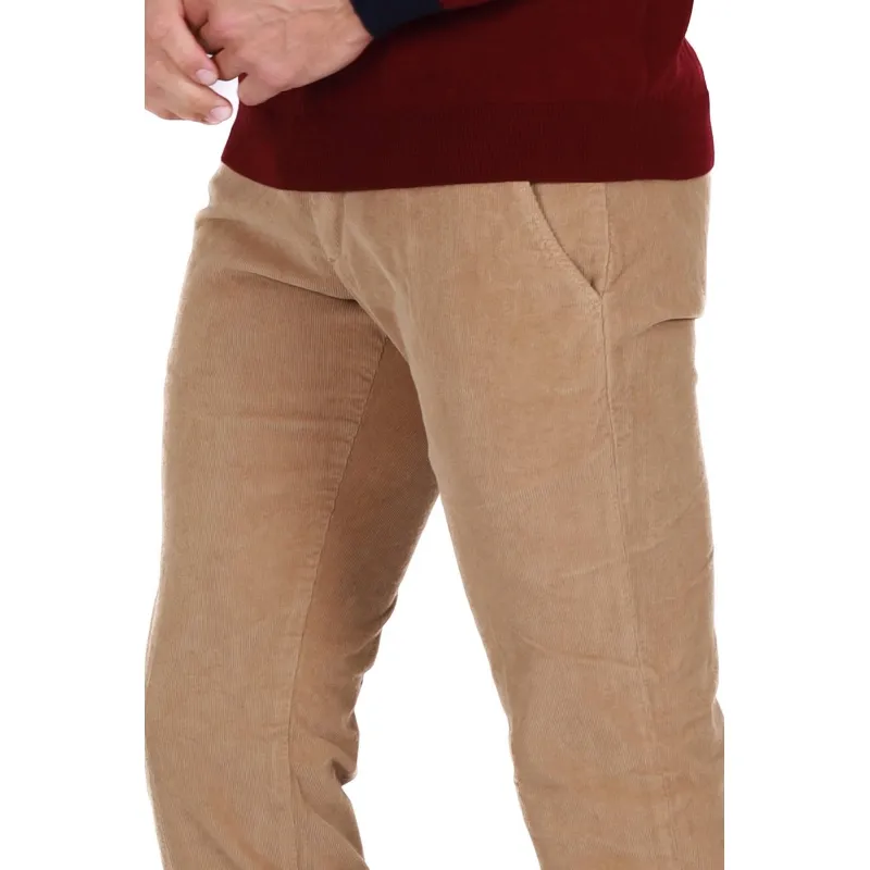 PANTALONE UOMO CHINOS IN VELLUTO, BEIGE